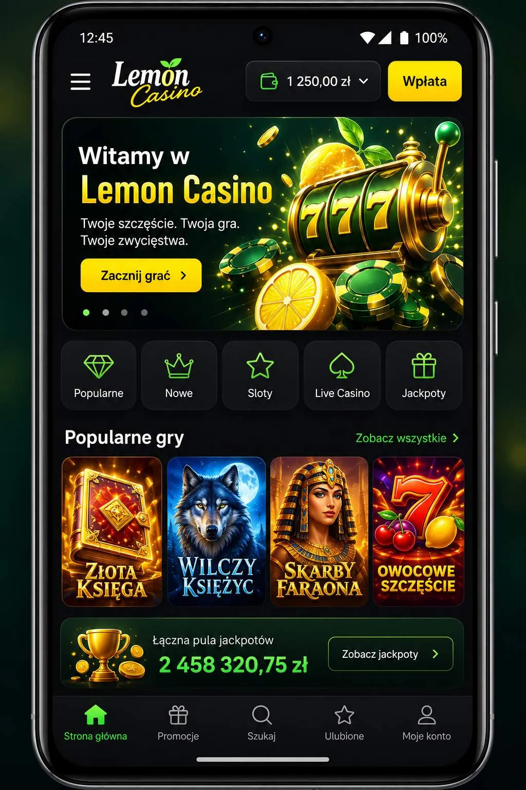 Lemon Casino aplikacja na telefon